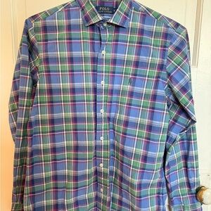 Polo by Ralph Lauren Blue and Green Casual Button Down Shirt
